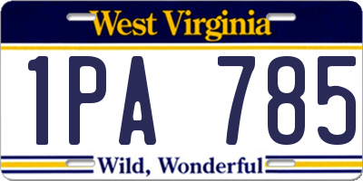 WV license plate 1PA785