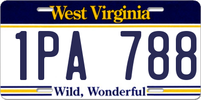 WV license plate 1PA788
