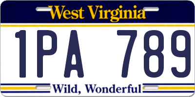 WV license plate 1PA789