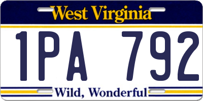 WV license plate 1PA792
