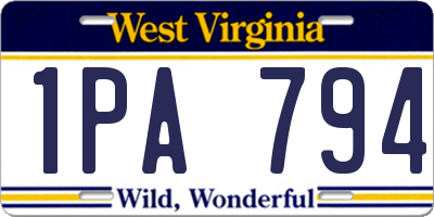 WV license plate 1PA794