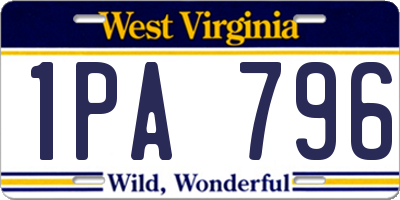 WV license plate 1PA796