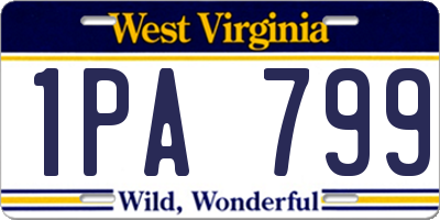 WV license plate 1PA799