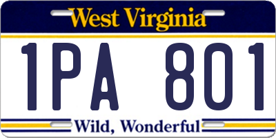 WV license plate 1PA801