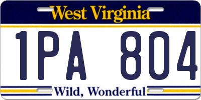 WV license plate 1PA804