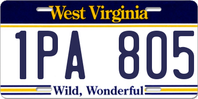 WV license plate 1PA805