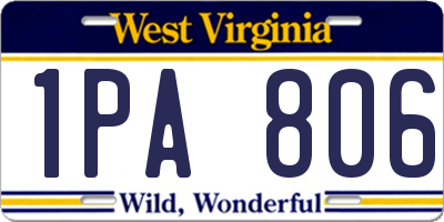 WV license plate 1PA806