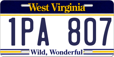 WV license plate 1PA807