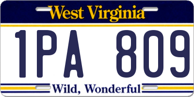 WV license plate 1PA809