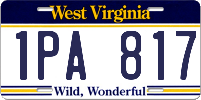 WV license plate 1PA817