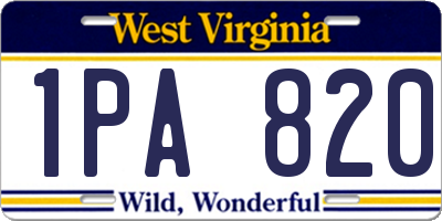WV license plate 1PA820