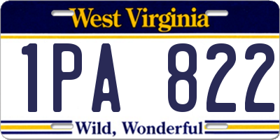 WV license plate 1PA822