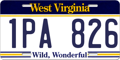 WV license plate 1PA826