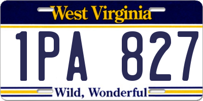 WV license plate 1PA827