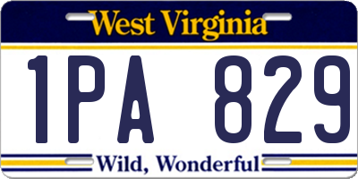 WV license plate 1PA829