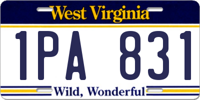WV license plate 1PA831