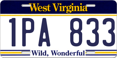 WV license plate 1PA833