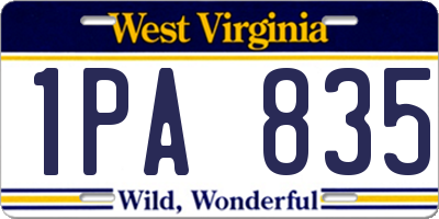 WV license plate 1PA835