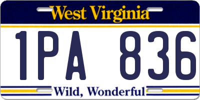 WV license plate 1PA836