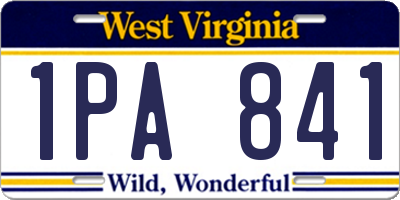 WV license plate 1PA841
