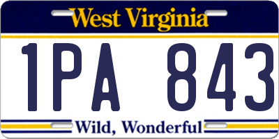 WV license plate 1PA843