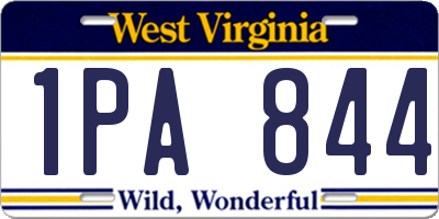 WV license plate 1PA844