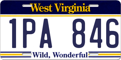 WV license plate 1PA846