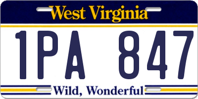 WV license plate 1PA847