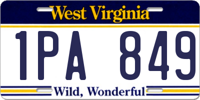 WV license plate 1PA849