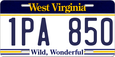 WV license plate 1PA850
