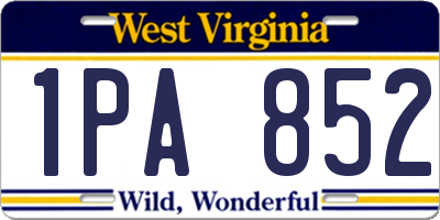 WV license plate 1PA852