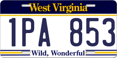 WV license plate 1PA853