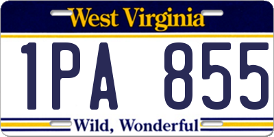 WV license plate 1PA855