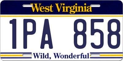WV license plate 1PA858
