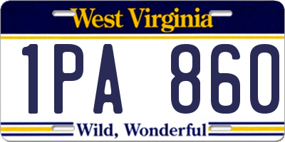 WV license plate 1PA860