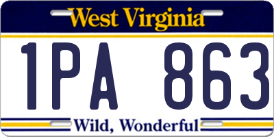 WV license plate 1PA863
