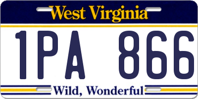 WV license plate 1PA866