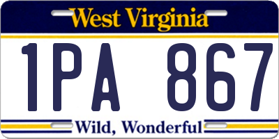 WV license plate 1PA867