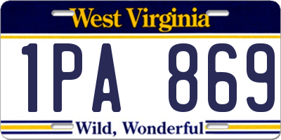 WV license plate 1PA869