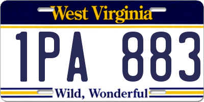 WV license plate 1PA883