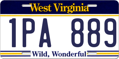 WV license plate 1PA889