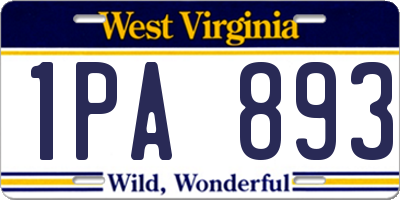 WV license plate 1PA893