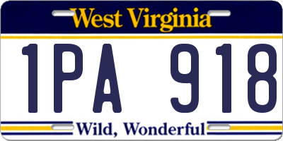 WV license plate 1PA918