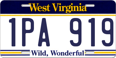WV license plate 1PA919