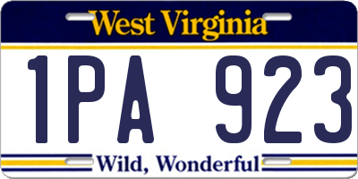 WV license plate 1PA923