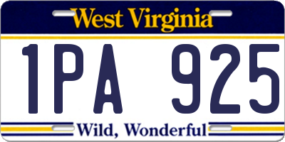 WV license plate 1PA925