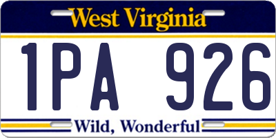 WV license plate 1PA926