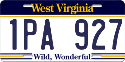 WV license plate 1PA927