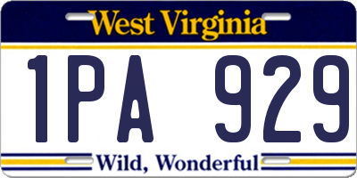 WV license plate 1PA929