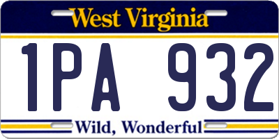 WV license plate 1PA932